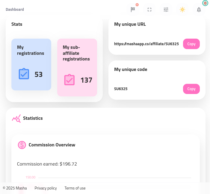 Masha Affiliate Portal